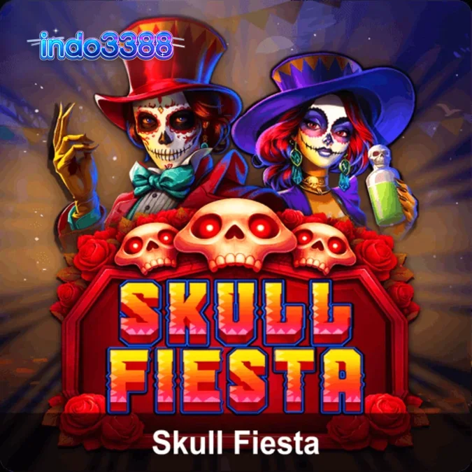 Tampilan visual slot Skull Fiesta dengan tema Day of the Dead yang meriah.
